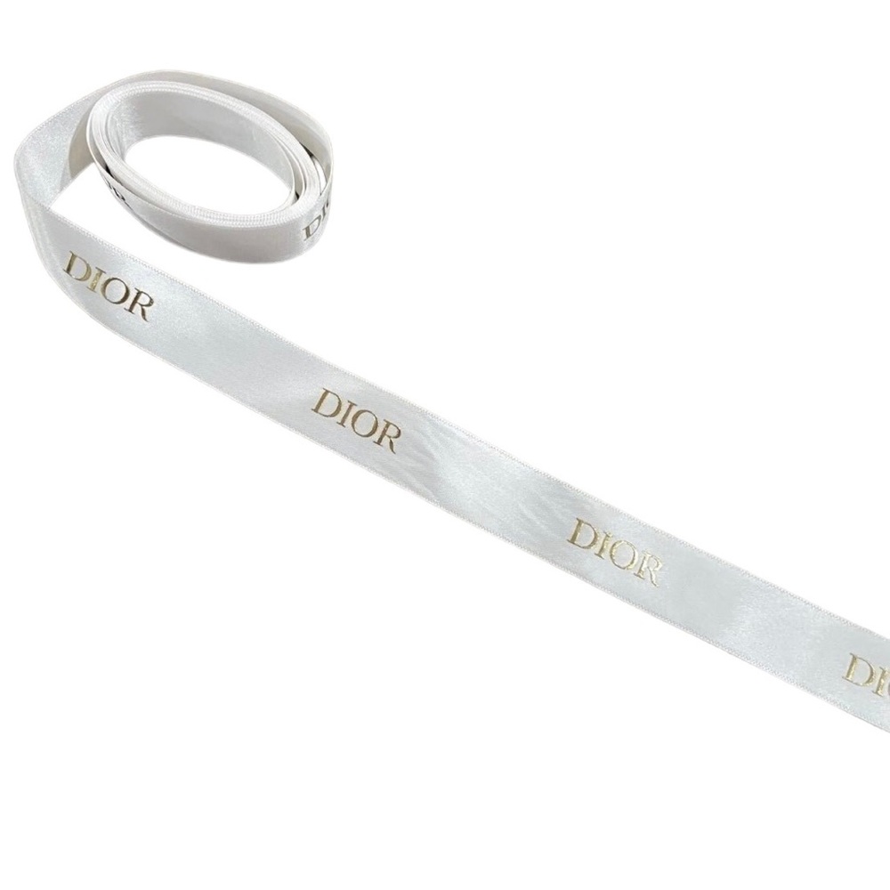 New DIOR Authentic White Satin Ribbon Gold Logo Lettering 70” - Picture 4 of 7